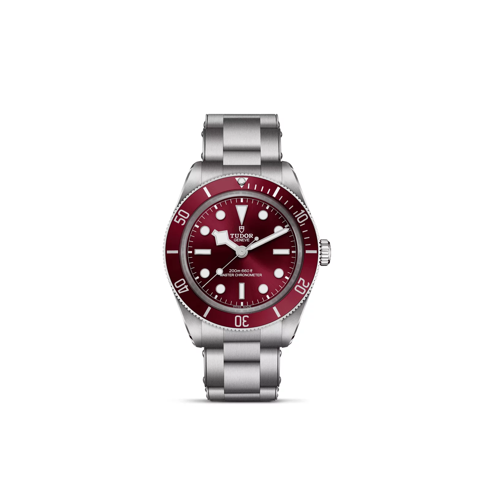 Tudor Black Bay 58 mit Gehäuse und Band aus Edelstahl und bordeauxfarbenem Zifferblatt
