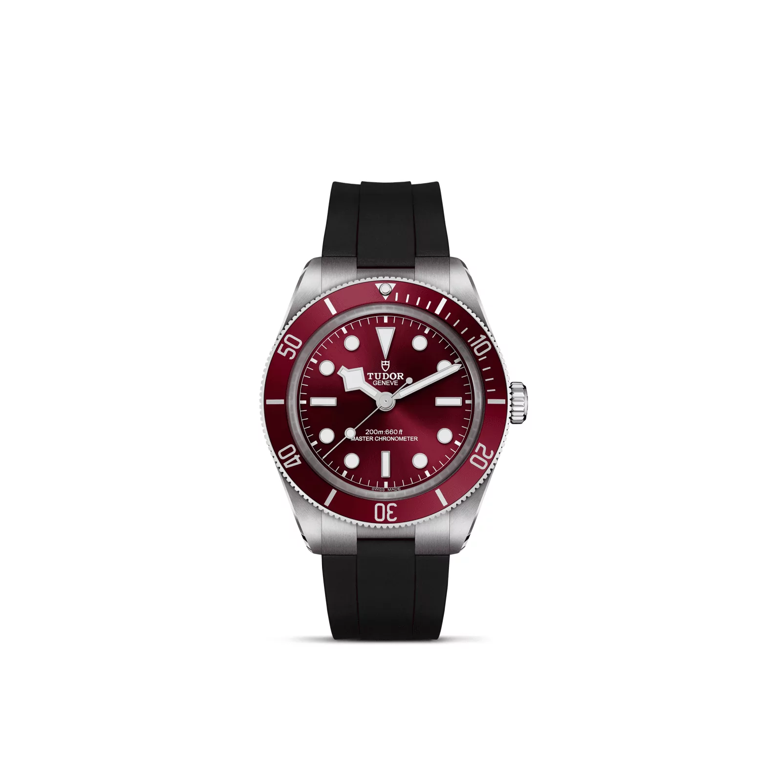 Tudor Black Bay 58 mit Edelstahlgehäuse und Kautschukband und bordeauxfarbenem Zifferblatt