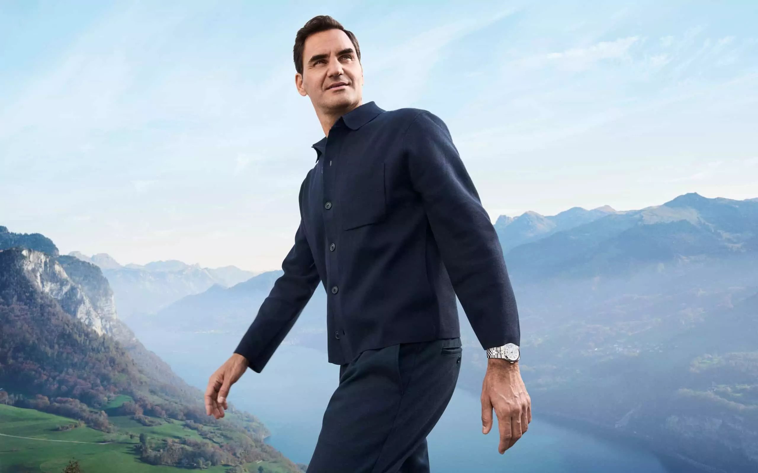 Roger Federer trägt die neue Rolex Land-Dweller