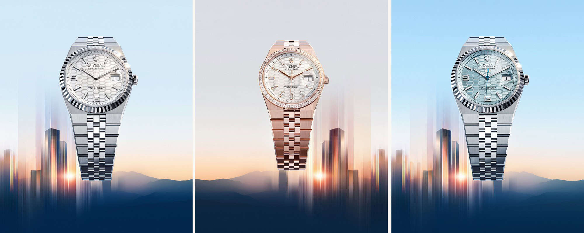 Drei Varianten der neuen Rolex Land-Dweller