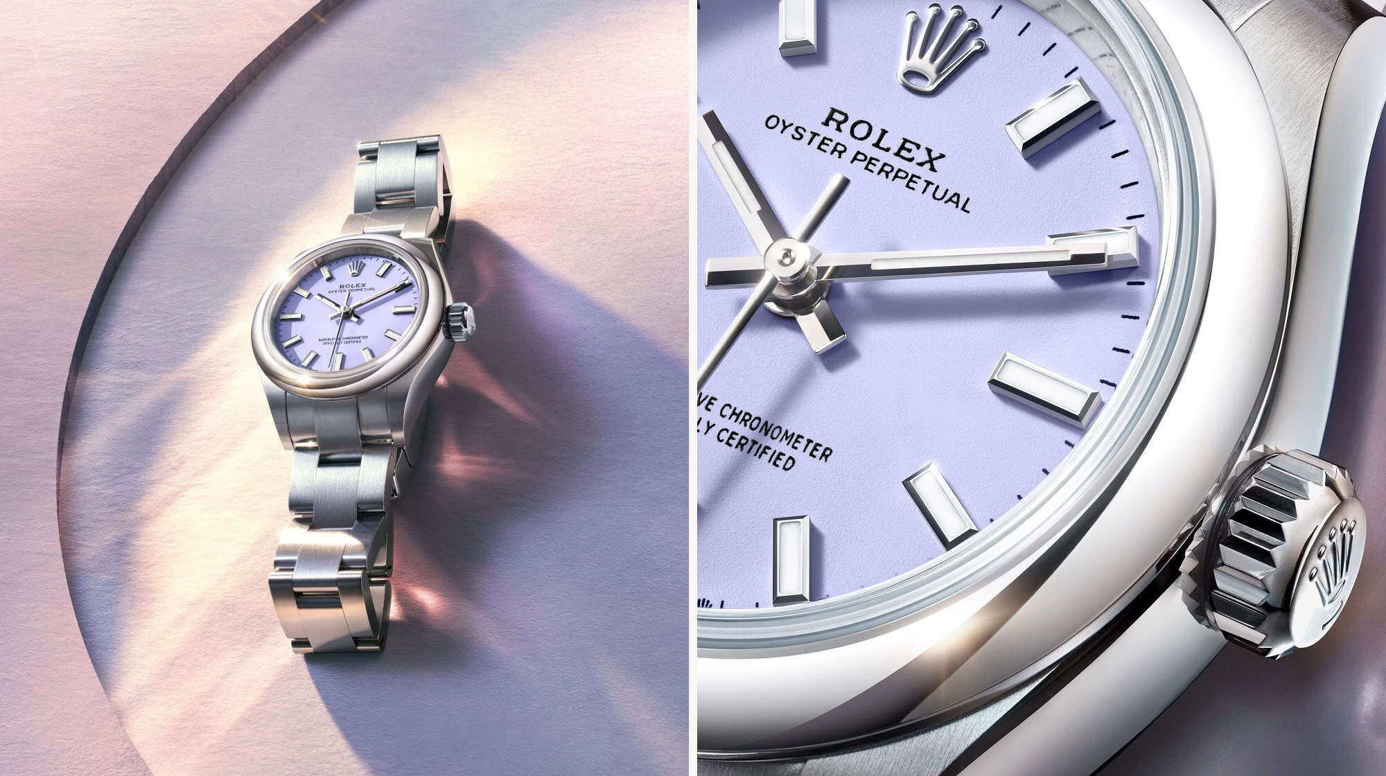 Die neue Rolex Oyster Perpetual 28 mit lavendelfarbenem Zifferblatt