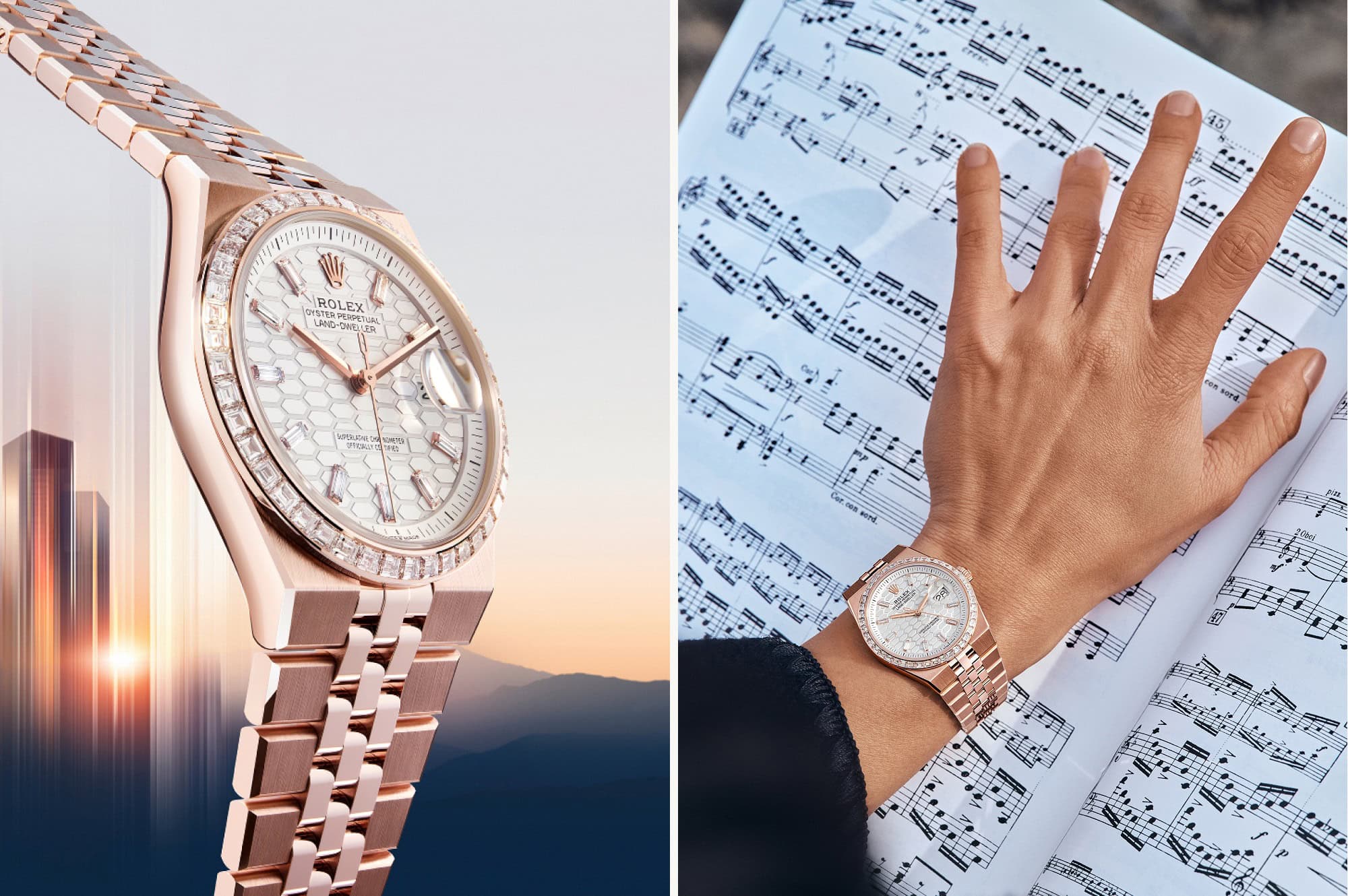 Die neue Rolex Land-Dweller in Everose-Gold am Handgelenk der Pianistin Yuja Wang Ywang
