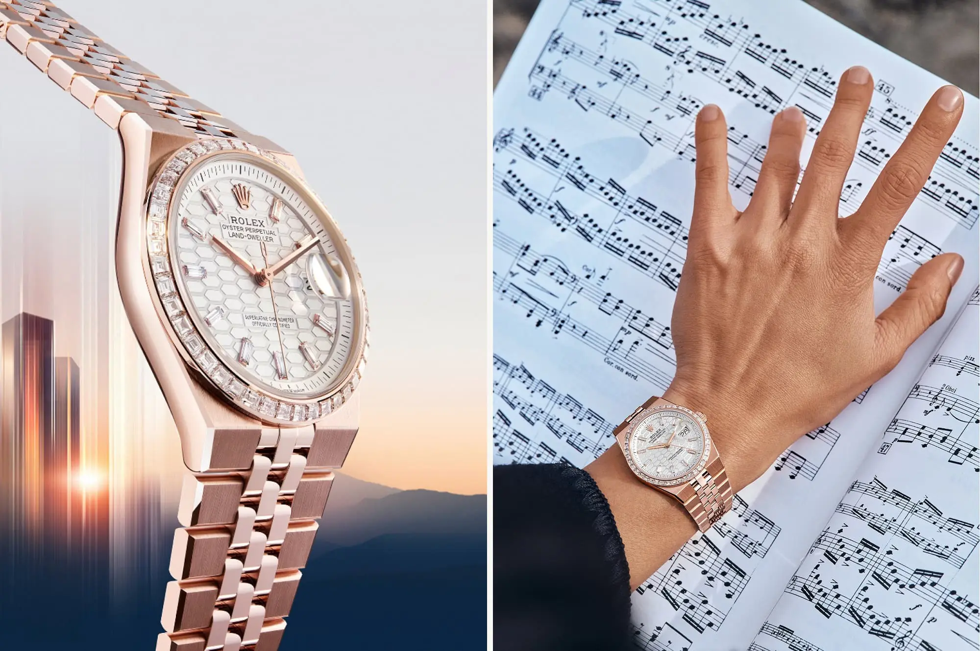 Die neue Rolex Land-Dweller in Everose-Gold am Handgelenk der Pianistin Yuja Wang Ywang