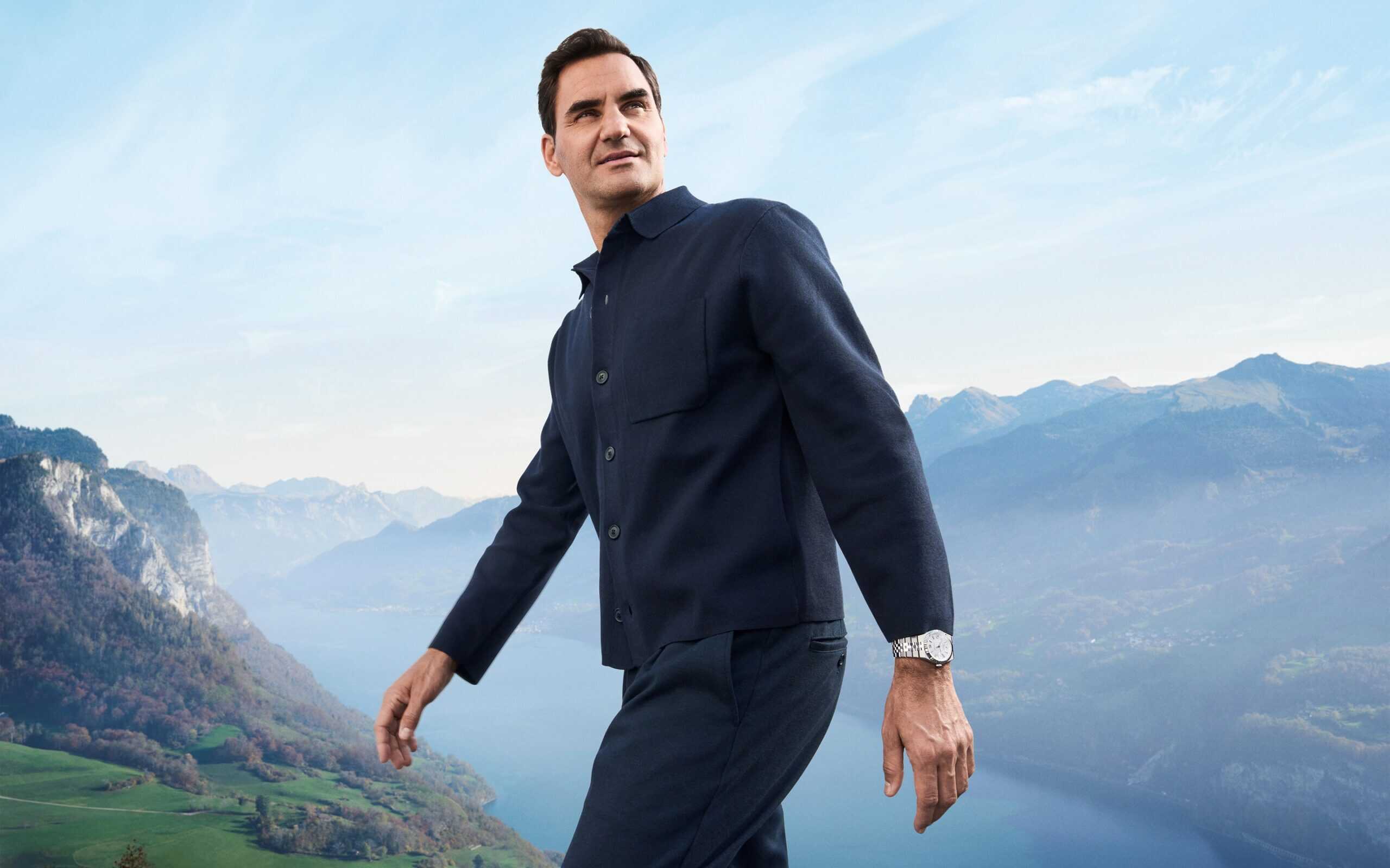 Roger Federer mit der neuen Rolex Land-Dweller