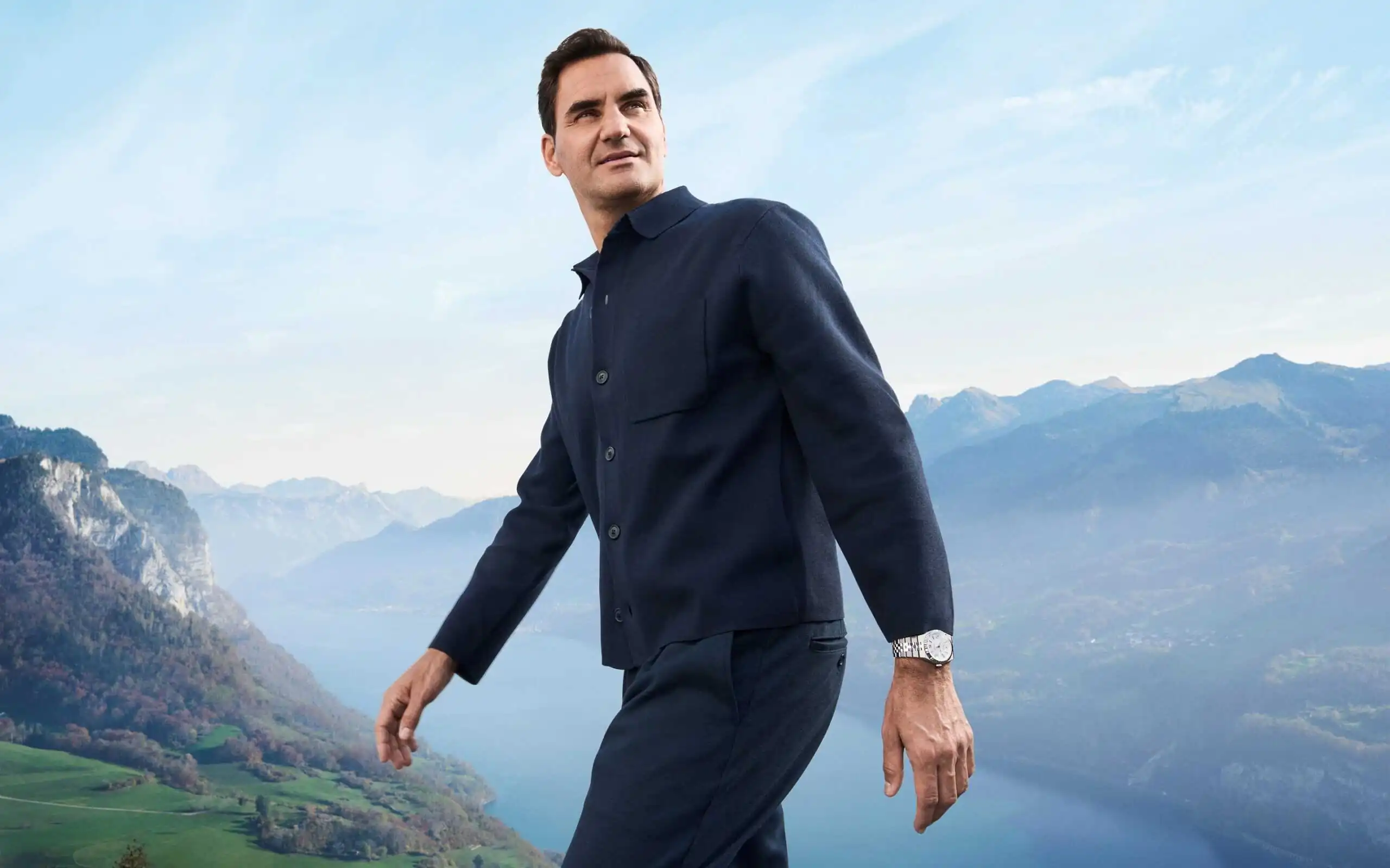 Roger Federer mit der neuen Rolex Land-Dweller