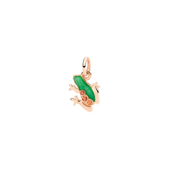 Dodo Anhänger Frosch aus 9 Karat Roségold mit Saphiren und Emaille