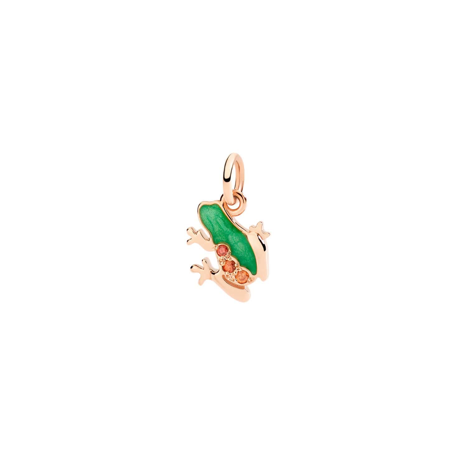 Dodo Anhänger Frosch aus 9 Karat Roségold mit Saphiren und Emaille