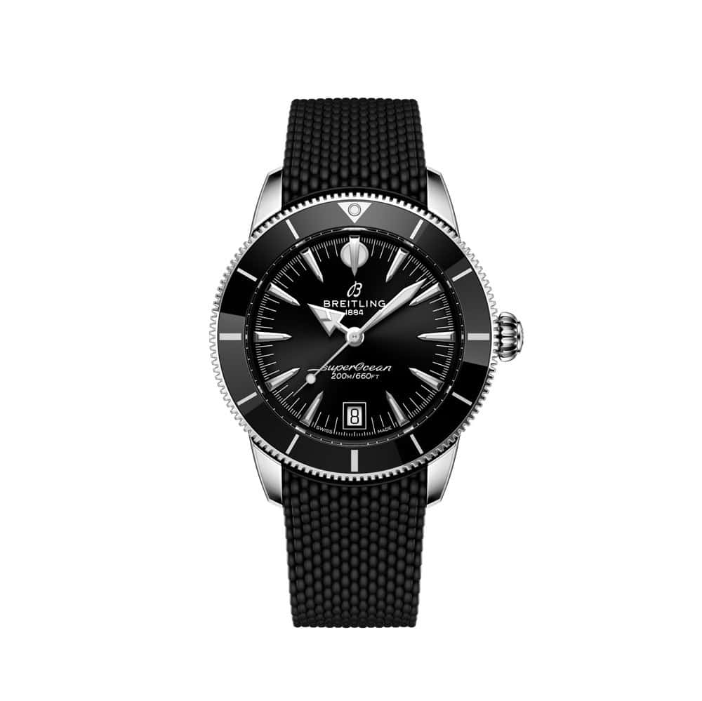 Breitling Superocean Heritage B31 Automatic 40 mit Edelstahlgehäuse, Kautschukband und schwarzem Zifferblatt