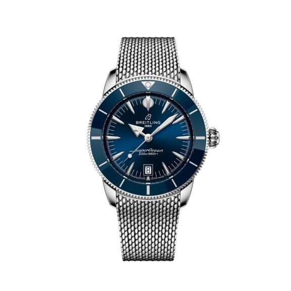 Breitling Superocean Heritage B31 Automatic 42 mit Gehäuse und Band aus Edelstahl und blauem Zifferblatt