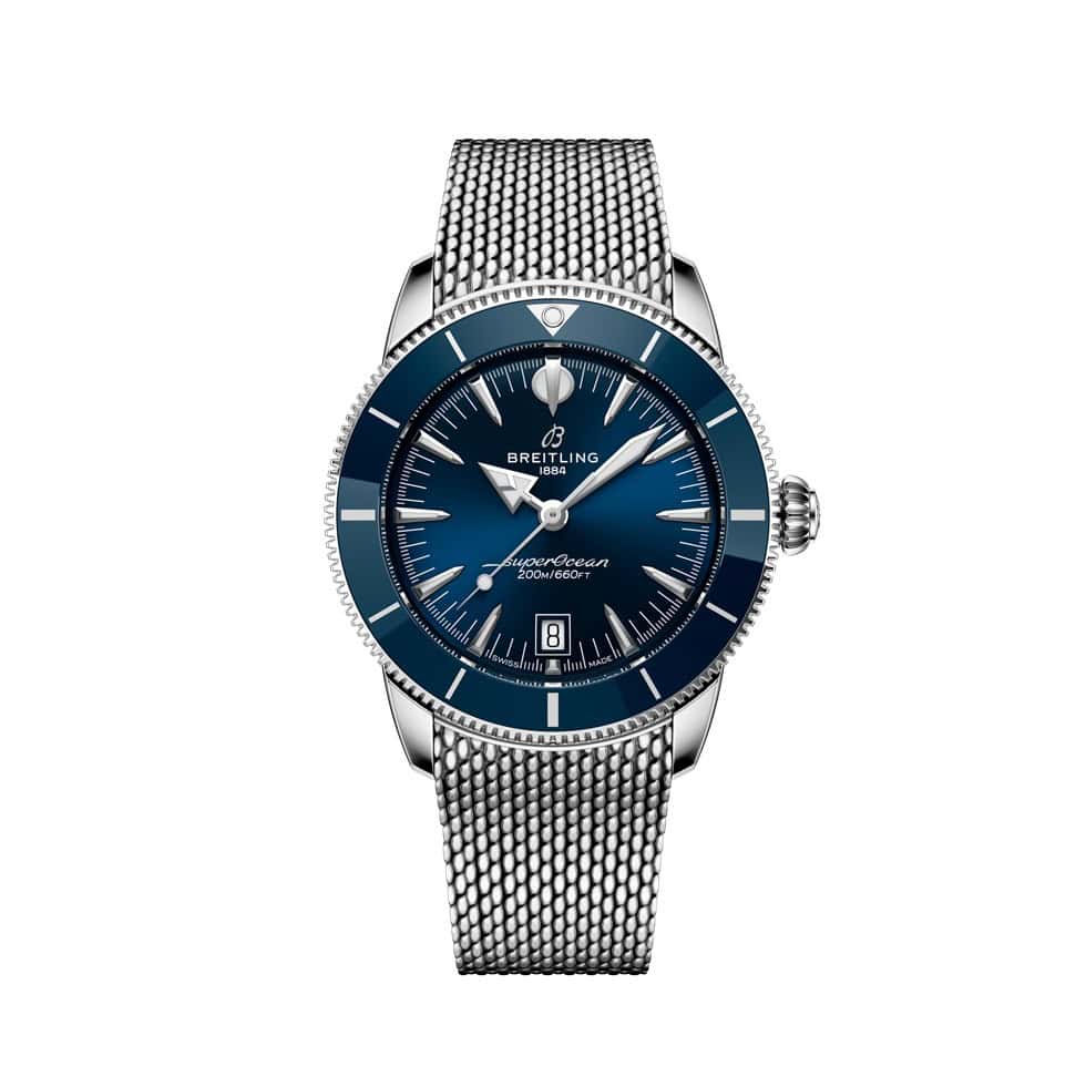 Breitling Superocean Heritage B31 Automatic 42 mit Gehäuse und Band aus Edelstahl und blauem Zifferblatt