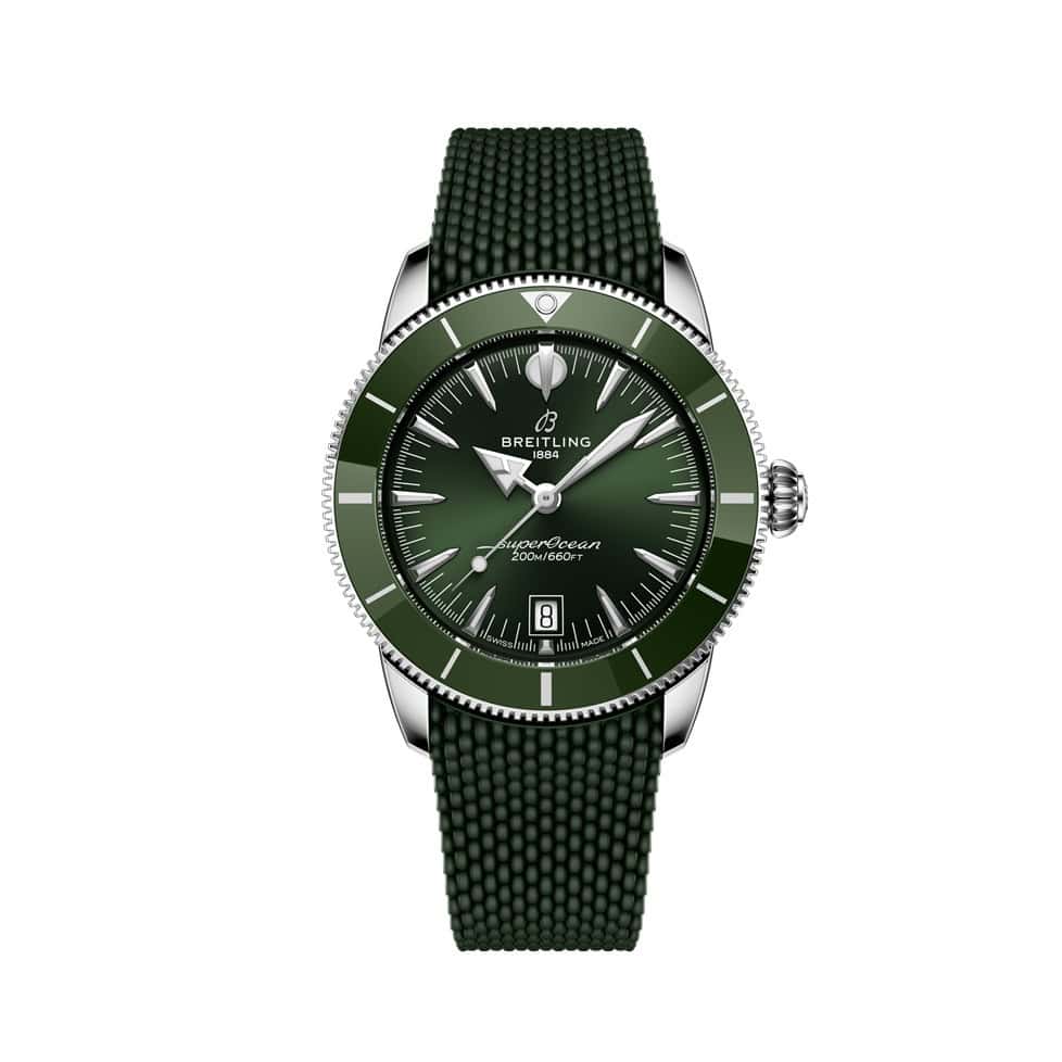 Breitling Superocean Heritage B31 Automatic 42 mit Edelstahlgehäuse, Kautschukband und grünem Zifferblatt