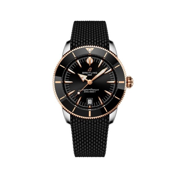 Breitling Superocean Heritage B31 Automatic 42 mit Gehäuse aus Edelstahl und Rotgold, Kautschukband und schwarzem Zifferblatt