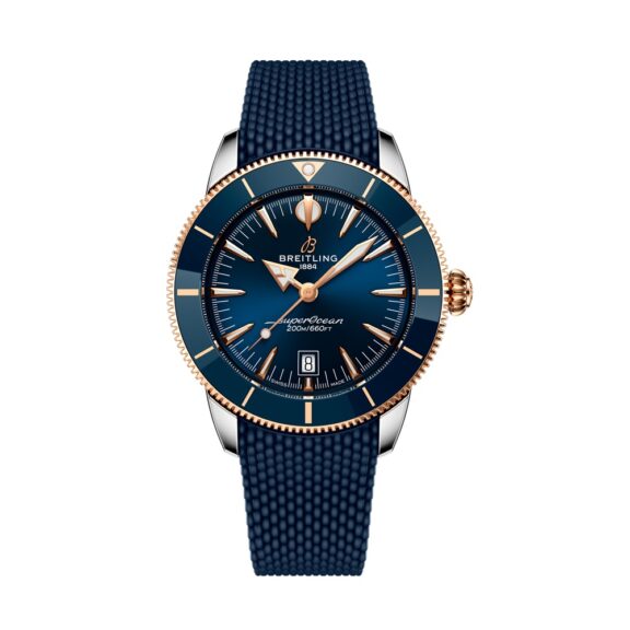 Breitling Superocean Heritage B31 Automatic 44 mit Gehäuse aus Edelstahl und Rotgold, Kautschukband und blauem Zifferblatt