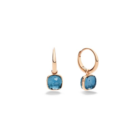 Pomellato Nudo Mini Ohrschmuck aus Roségold mit London Blue Topas
