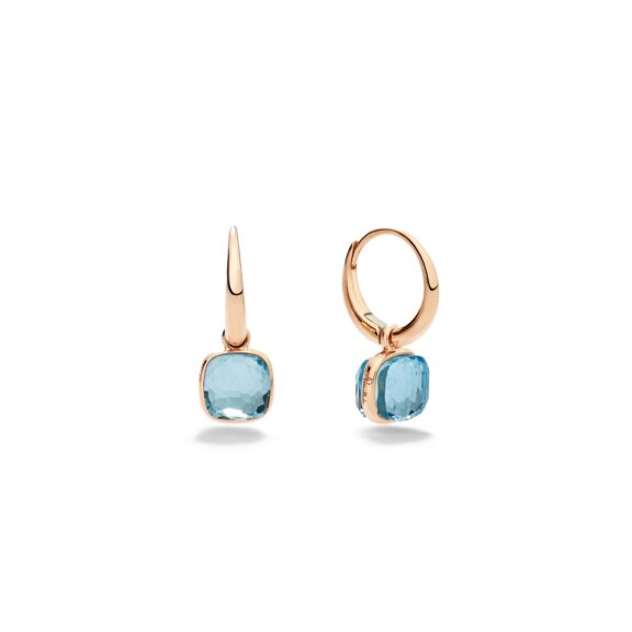 Pomellato Nudo Mini Ohrschmuck aus Roségold mit blauem Topas