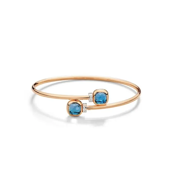 Pomellato Nudo Armreif aus Rosé- und Weißgold mit London Blue Topas und Diamanten
