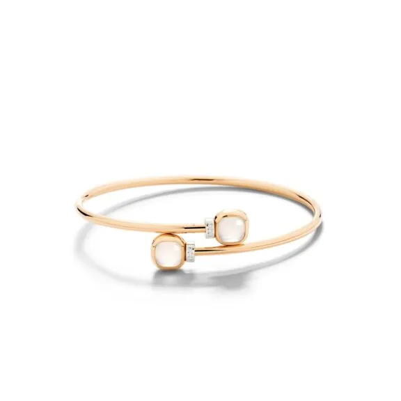 Pomellato Nudo Armreif aus Rosé- und Weißgold mit Milchquarz und Diamanten