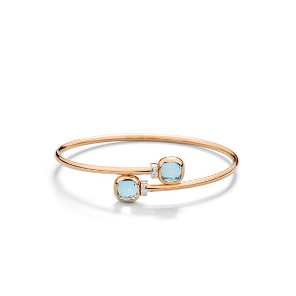 Pomellato Nudo Armreif aus Rosé- und Weißgold mit blauem Topas und Diamanten