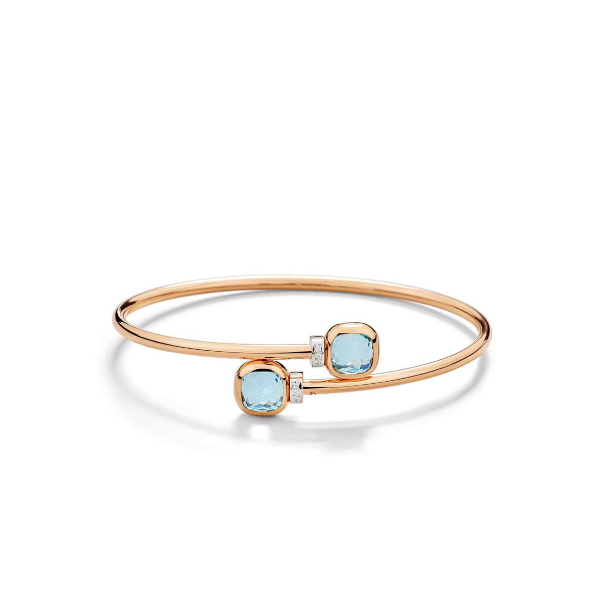 Pomellato Nudo Armreif aus Rosé- und Weißgold mit blauem Topas und Diamanten