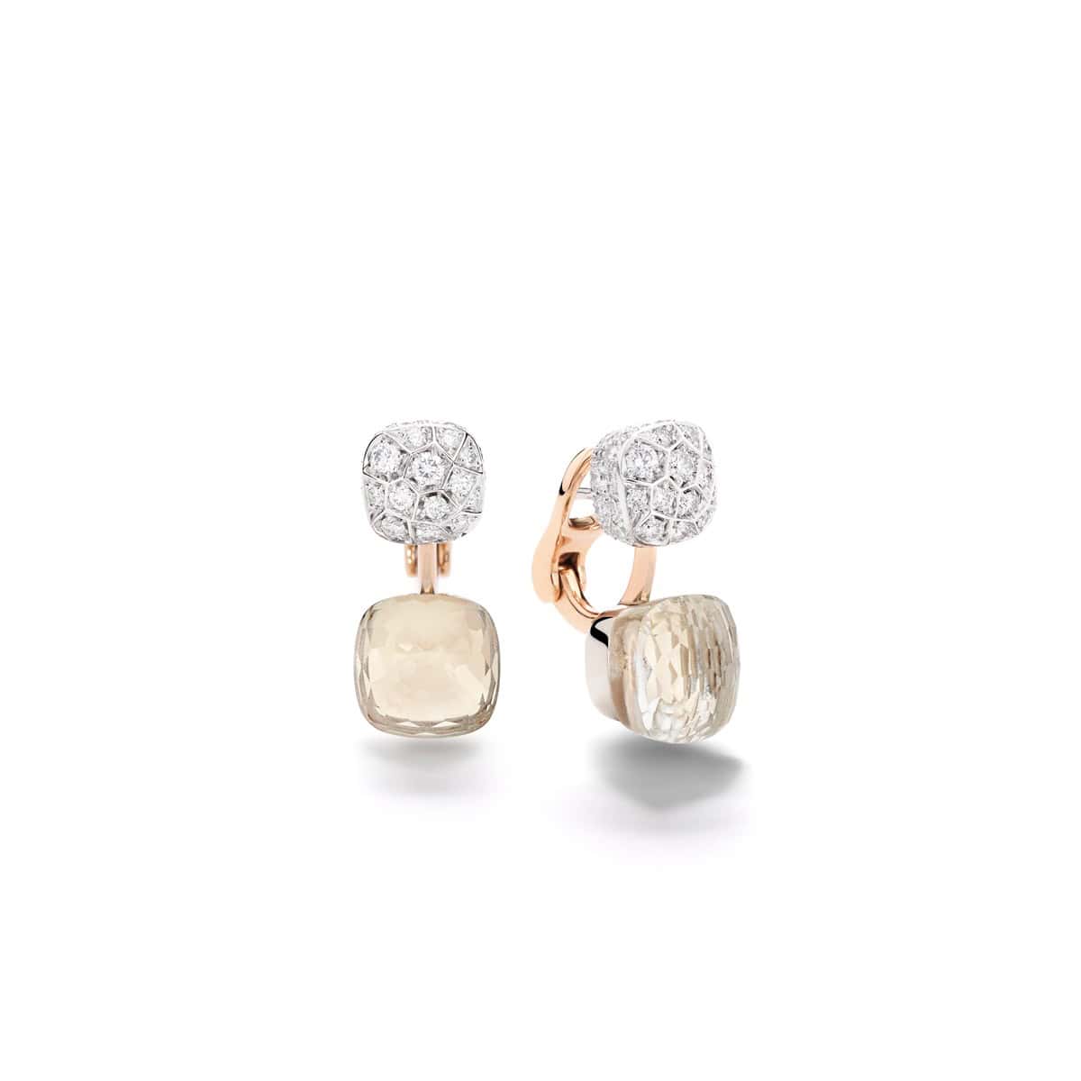 Pomellato Nudo Ohrschmuck aus Rosé- und Weißgold mit weißem Topas und Diamanten