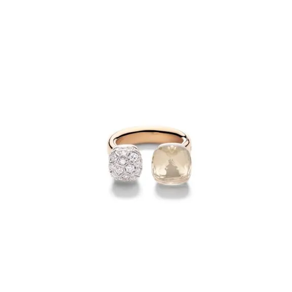 Pomellato Nudo Ring aus Rosé- und Weißgold mit weißem Topas und Diamanten