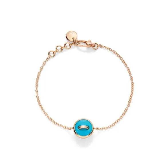 Pomellato Pom Pom Dot Armband aus 18 Karat Roségold mit Türkis und Diamanten