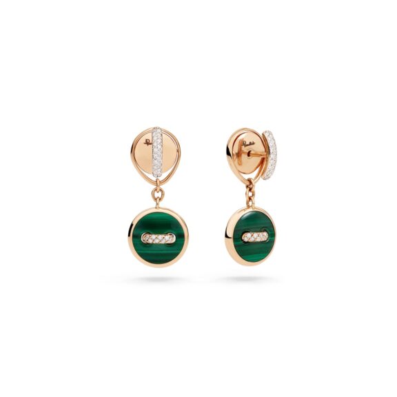 Pomellato Pom Pom Dot Ohrschmuck aus 18 Karat Roségold mit Diamanten und Malachit