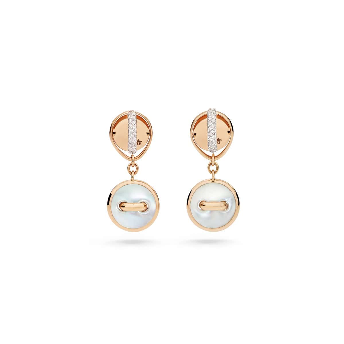 Pomellato Pom Pom Dot Ohrschmuck aus 18 Karat Roségold mit Diamanten Perlmutt und Malachit