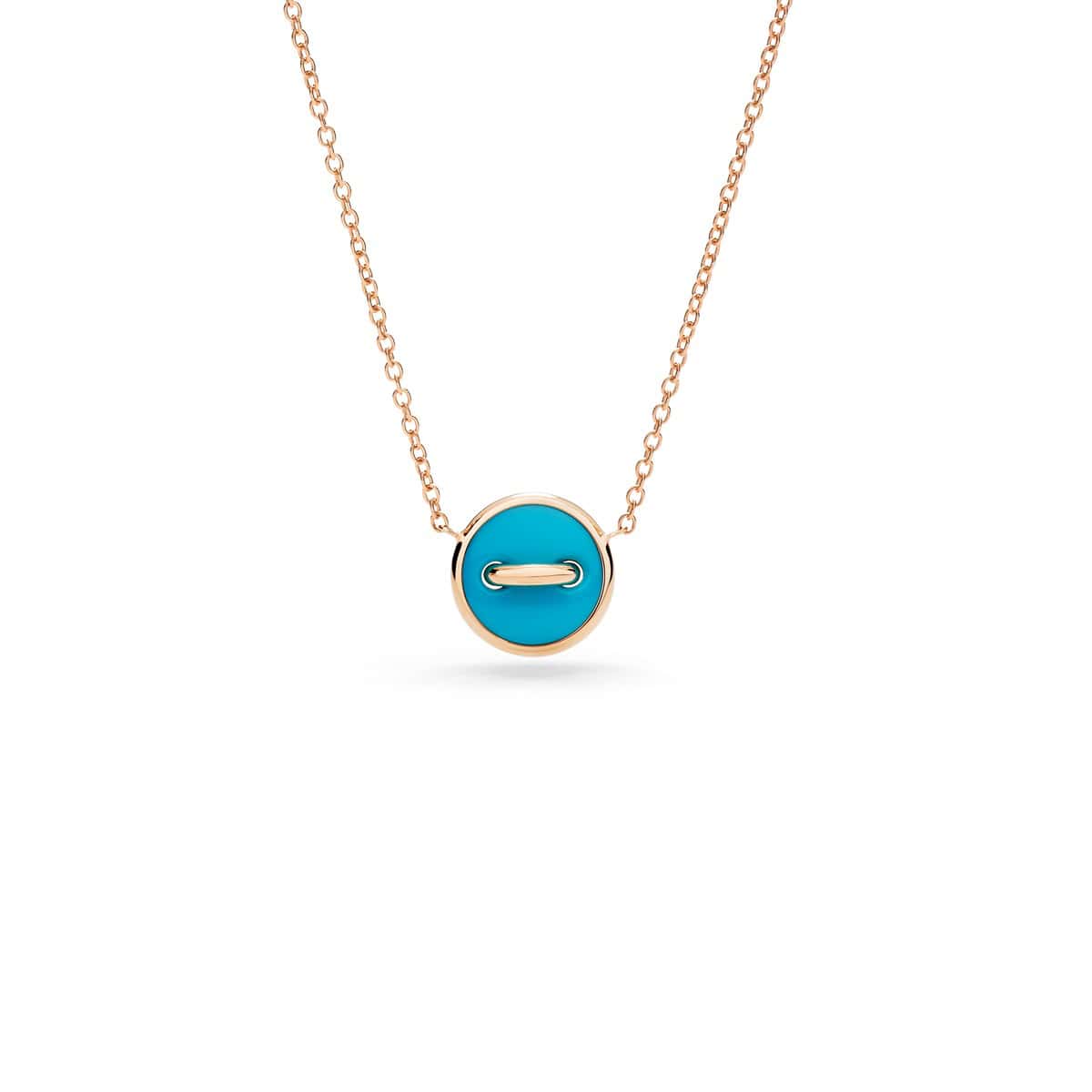 Pomellato Pom Pom Dot Collier aus 18 Karat Roségold mit Türkis und Diamanten