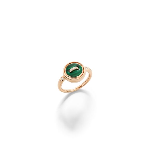 Pomellato Pom Pom Dot Ring aus 18 Karat Roségold mit Malachit, Perlmutt und Diamanten