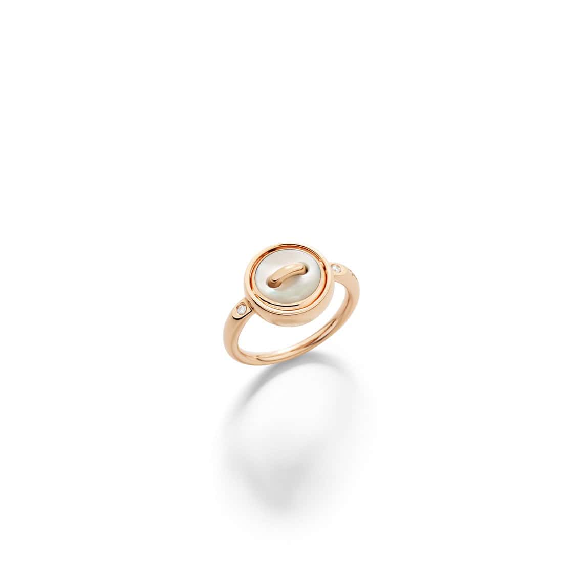 Pomellato Pom Pom Dot Ring aus 18 Karat Roségold mit Perlmutt, Malachit und Diamanten