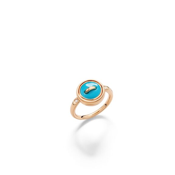 Pomellato Pom Pom Dot Ring aus 18 Karat Roségold mit Türkis und Diamanten