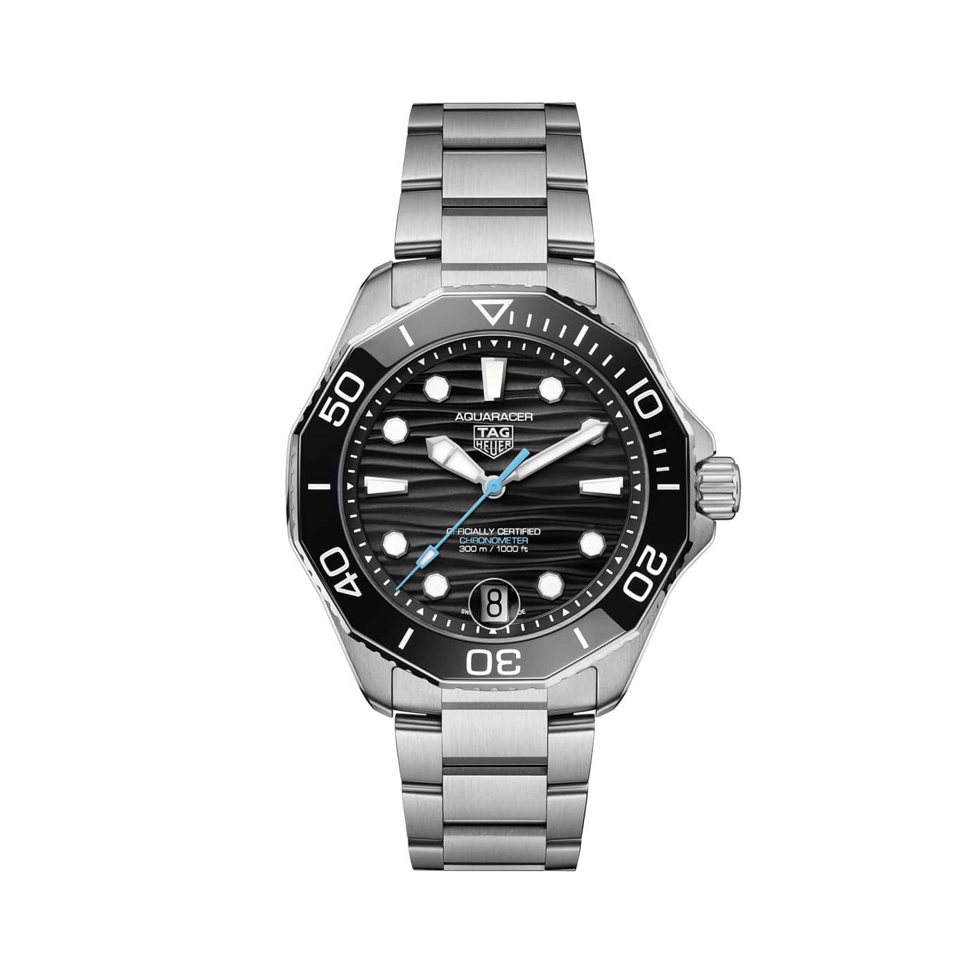 Tag Heuer Aquaracer Professional 300 Date mit Gehäuse und Band aus Edelstahl und schwarzem Zifferblatt