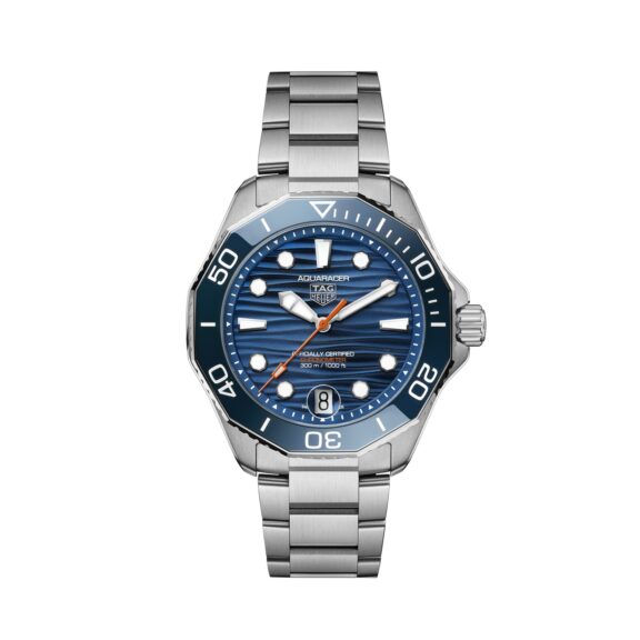 Tag Heuer Aquaracer Professional 300 Date mit Gehäuse und Band aus Edelstahl und blauem Zifferblatt