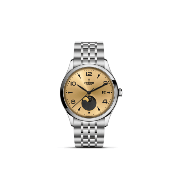 Tudor 1926 Luna mit Gehäuse und Band aus Edelstahl und goldenem Zifferblatt