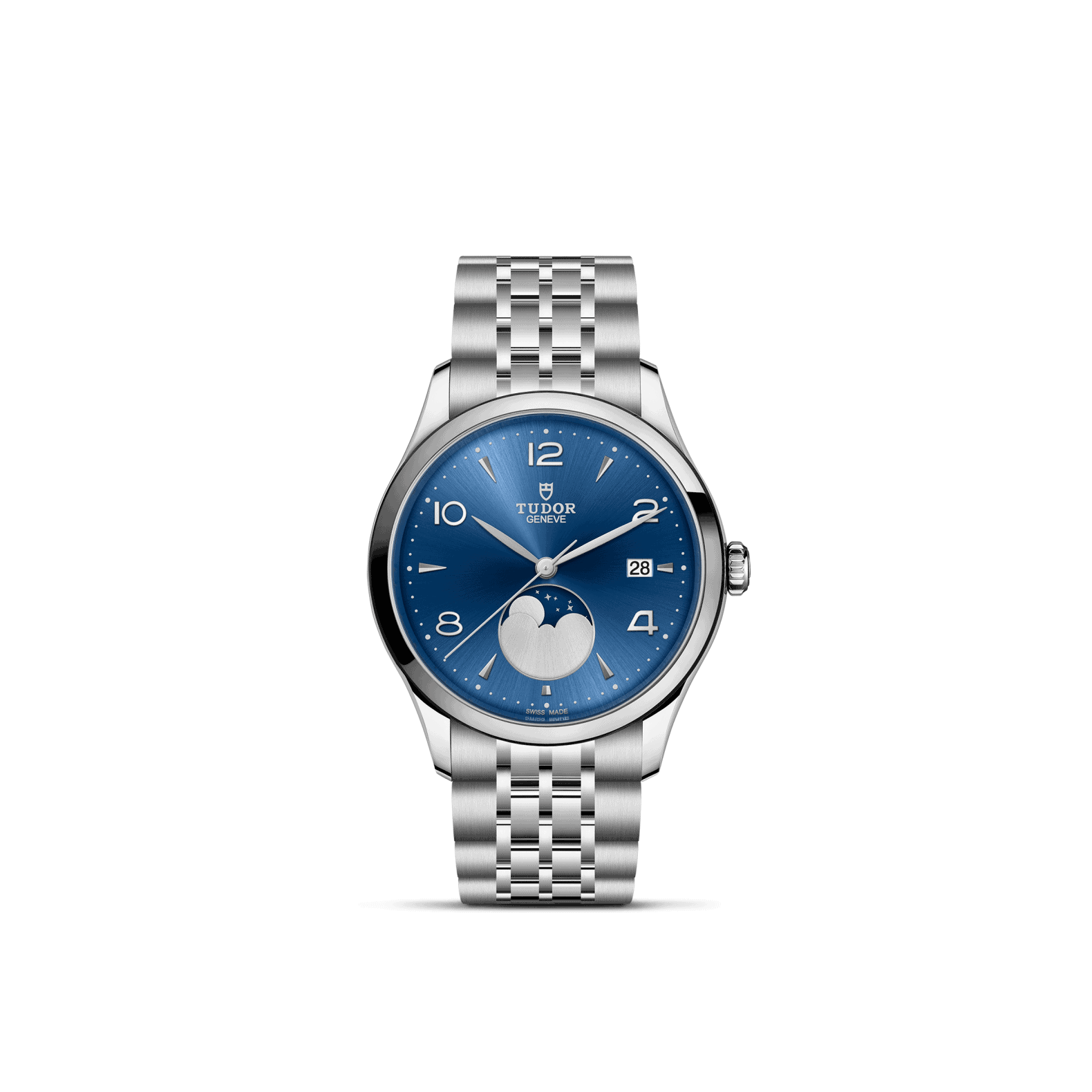 Tudor 1926 Luna mit Gehäuse und Band aus Edelstahl und blauem Zifferblatt