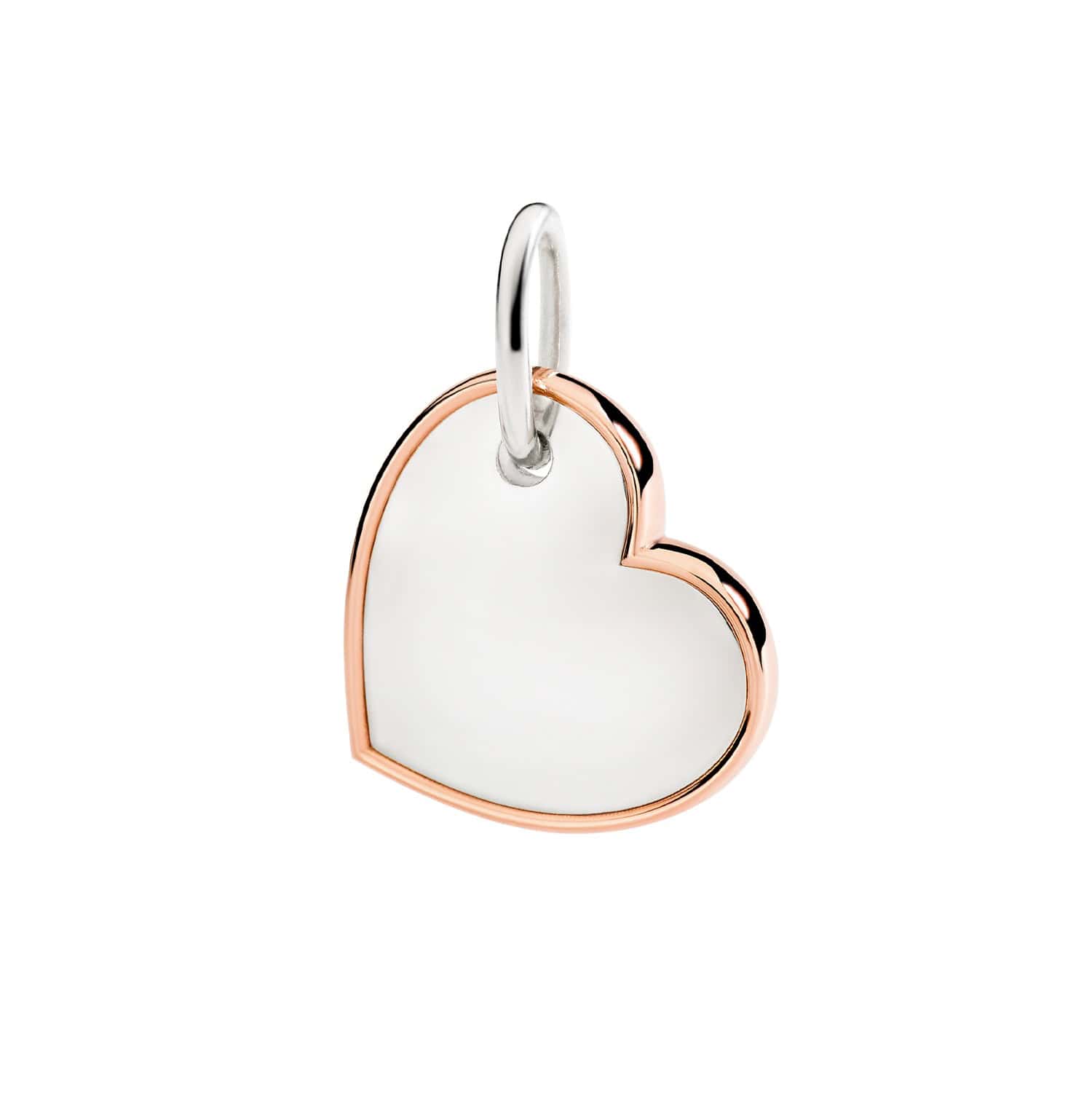 Dodo Maxi Charm Herz aus Silber und 9 Karat Roségold