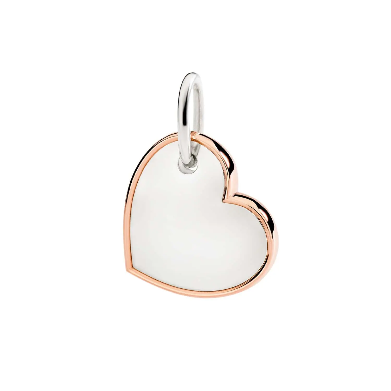 Dodo Maxi Charm Herz aus Silber und 9 Karat Roségold