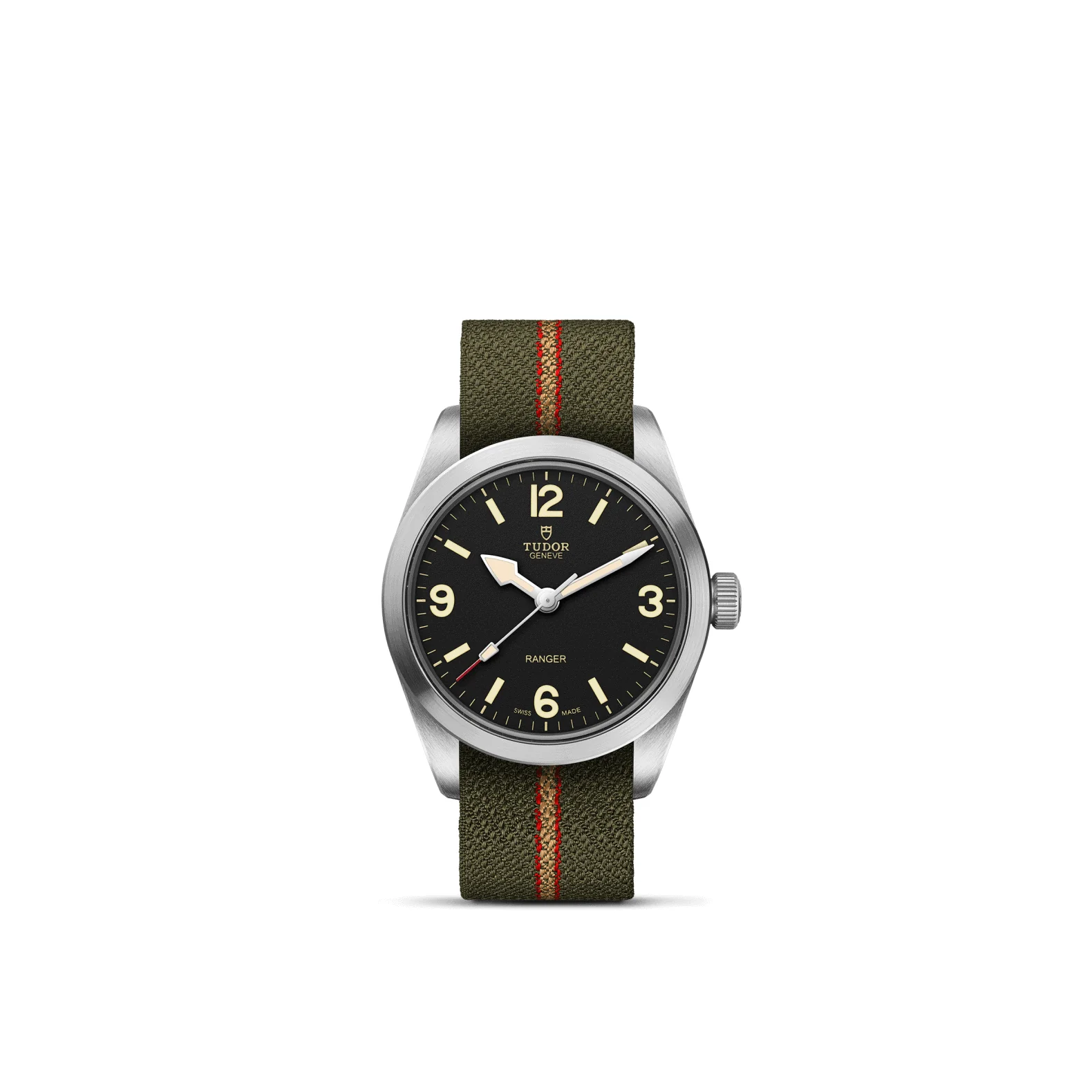 Tudor Ranger mit 36 Millimeter-Edelstahlgehäuse, Textilband und schwarzem Zifferblatt