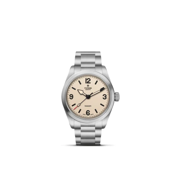 Tudor Ranger mit 36 Millimeter-Edelstahlgehäuse, Edelstahlband und sandfarbenem Zifferblatt