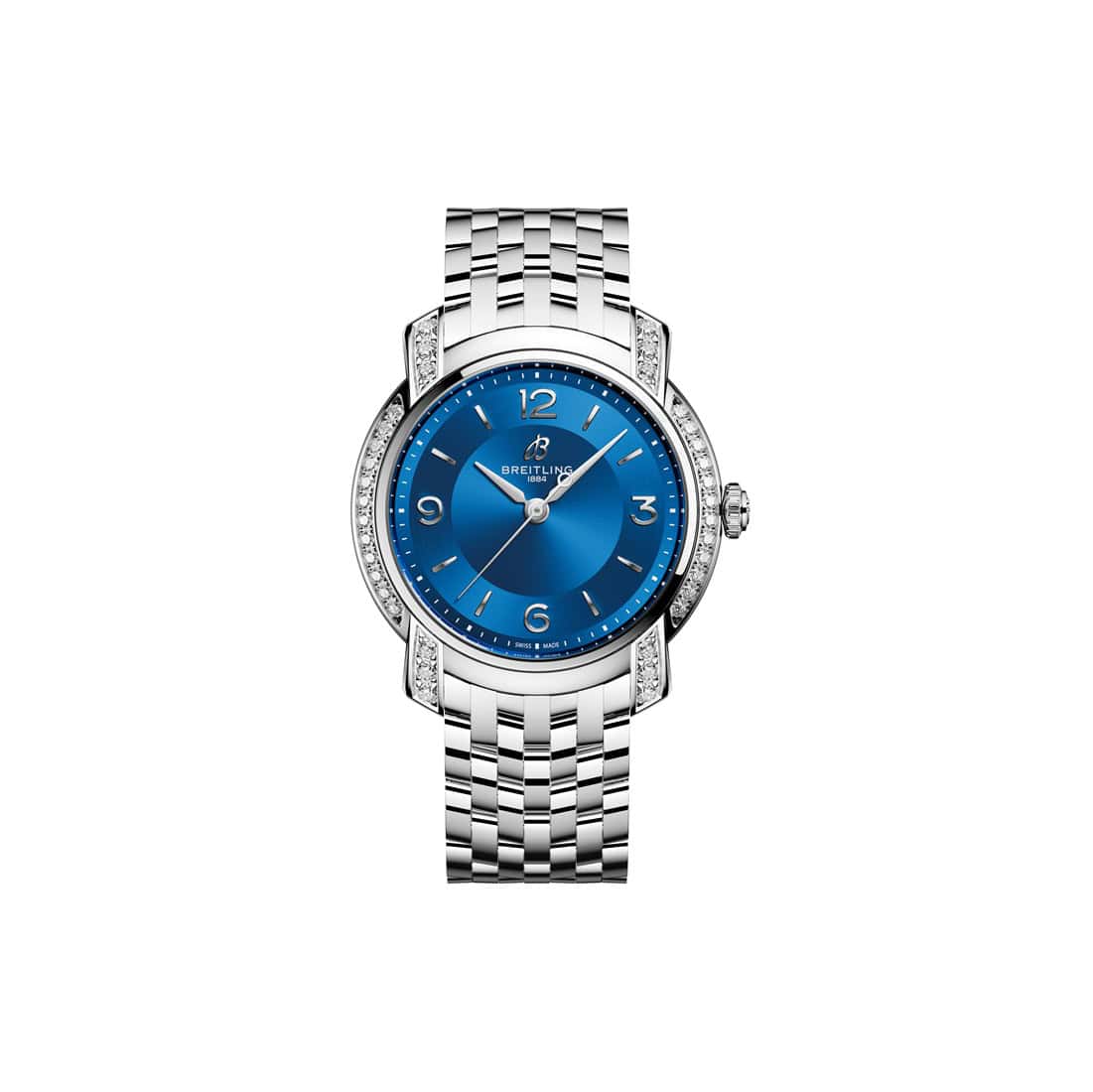 Breitling Lady Premier Automatic 36 mit Gehäuse und Band aus Edelstahl und blauem Zifferblatt