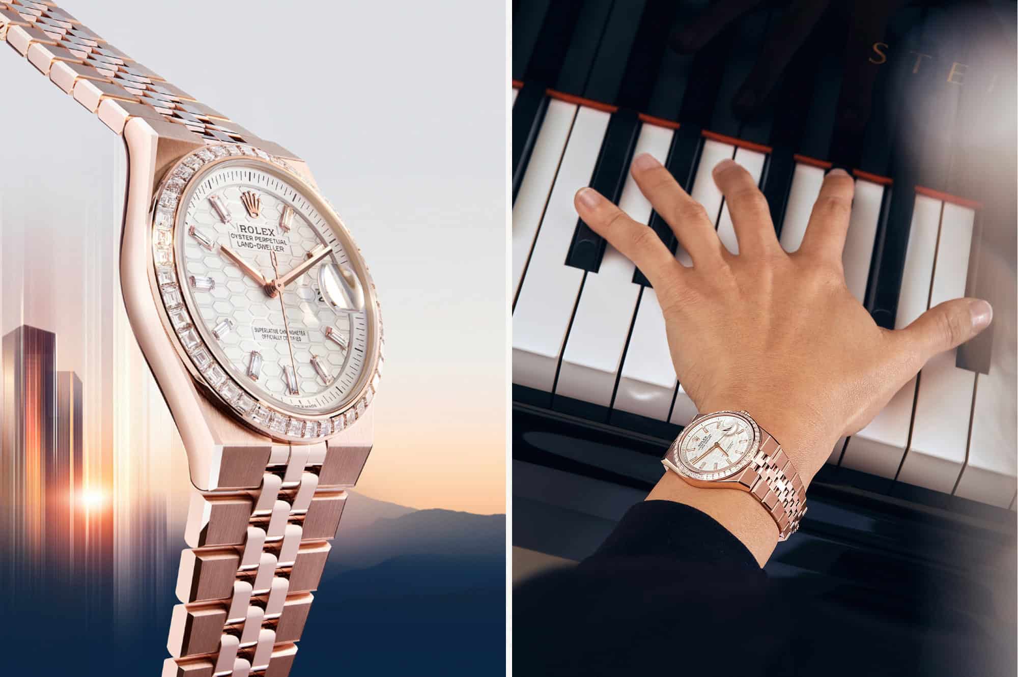 Die neue Rolex Land-Dweller in Everose-Gold am Handgelenk der Pianistin Yuja Wang Ywang