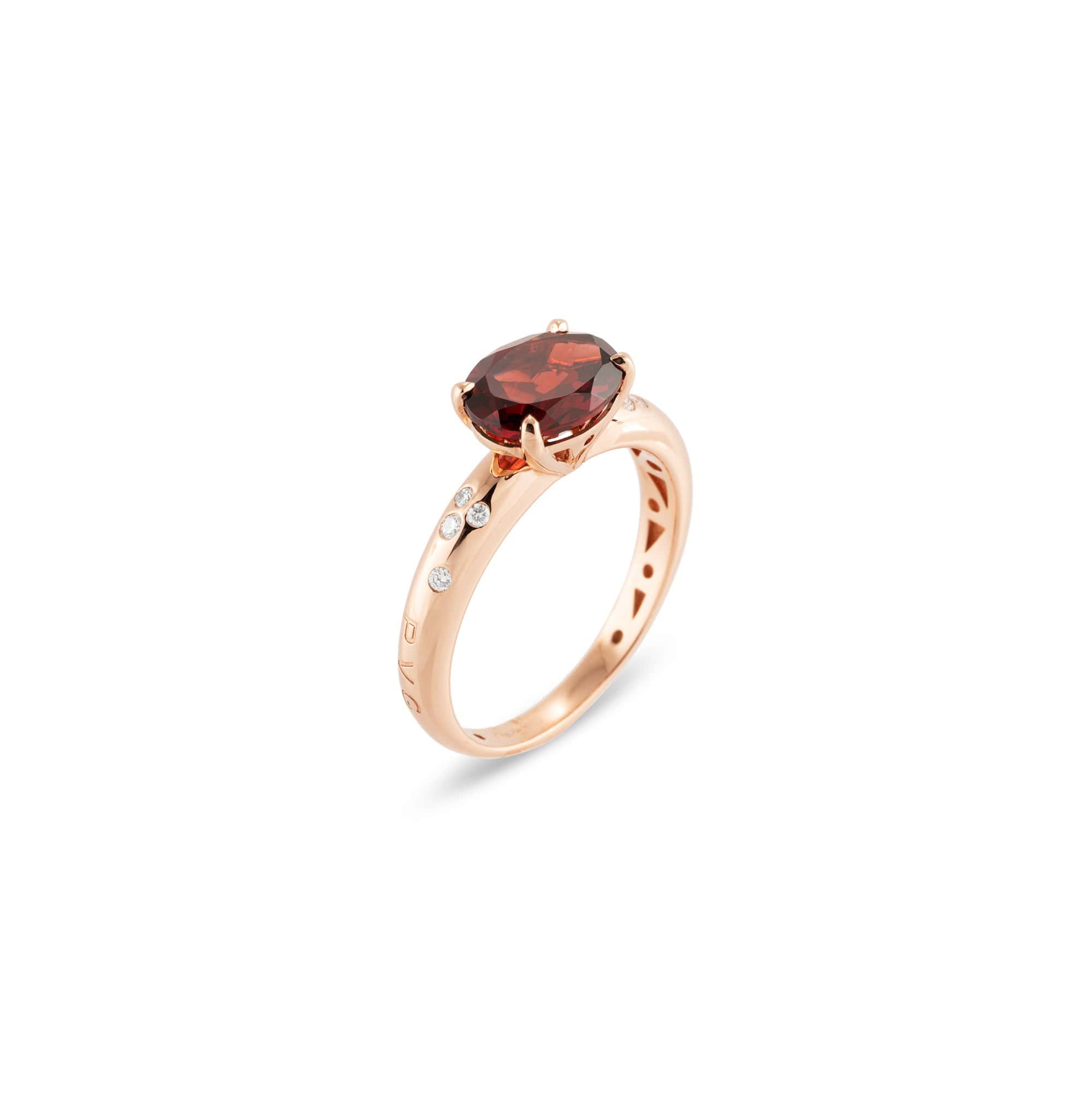 Ponte Vecchio Iris Ring aus 18 Karat Roségold mit Granat und Diamanten