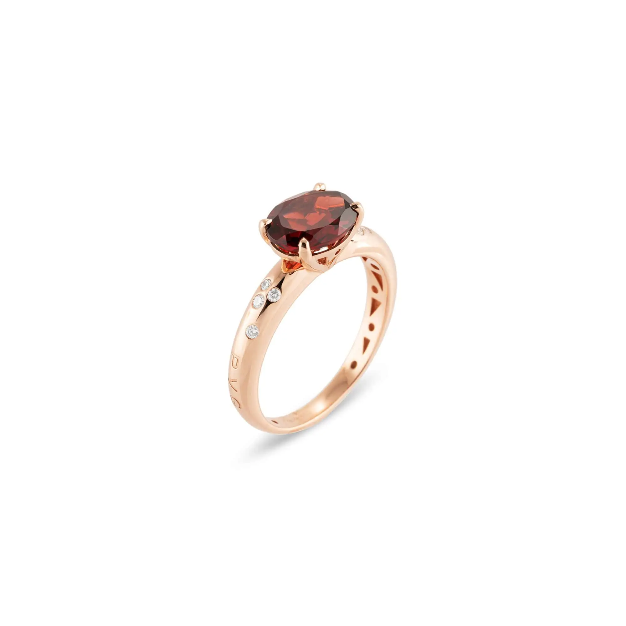 Ponte Vecchio Iris Ring aus 18 Karat Roségold mit Granat und Diamanten