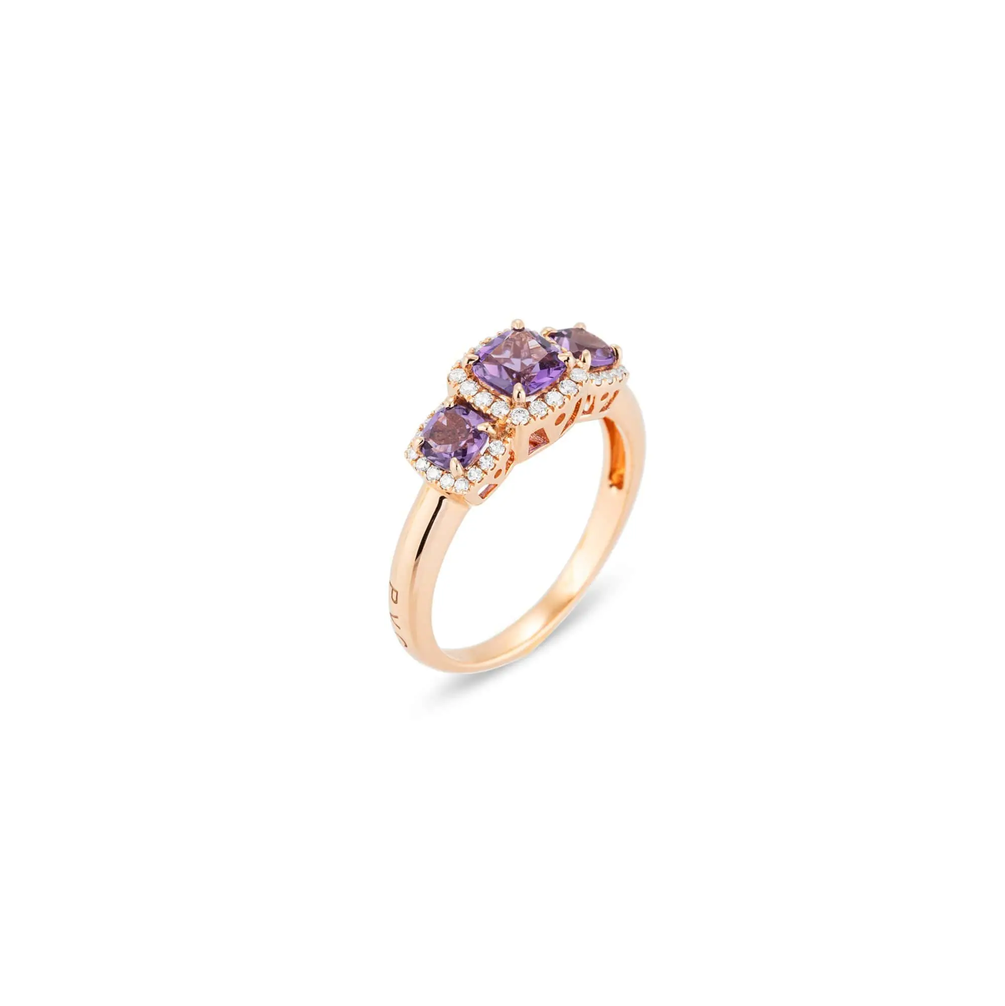 Ponte Vecchio Iris Ring aus 18 Karat Roségold mit Amethyst und Diamanten