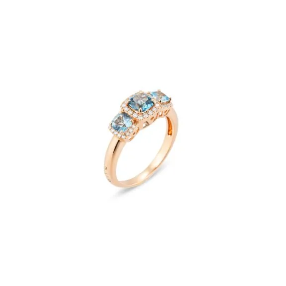 Ponte Vecchio Iris Ring aus 18 Karat Roségold mit blauem Topas und Diamanten