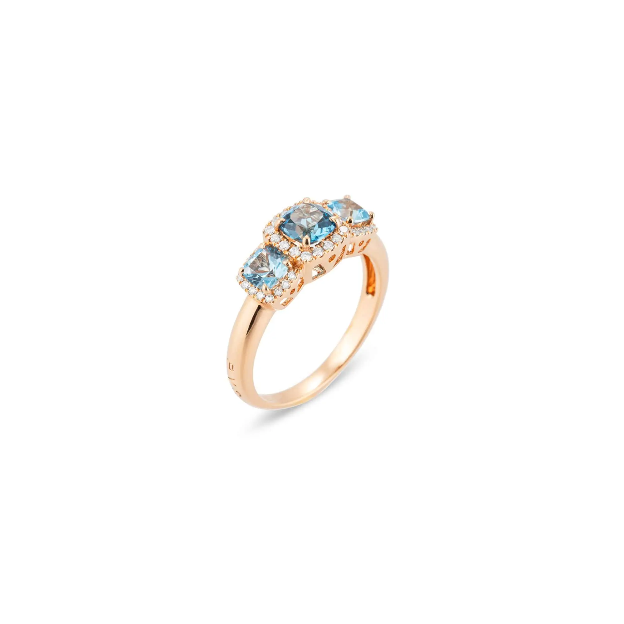 Ponte Vecchio Iris Ring aus 18 Karat Roségold mit blauem Topas und Diamanten