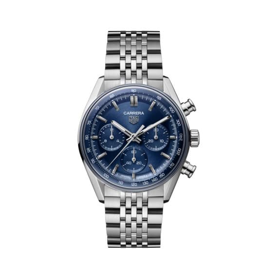 Tag Heuer Carrera Chronograph 41mm mit Gehäuse und Band aus Edelstahl und blauem Zifferblatt