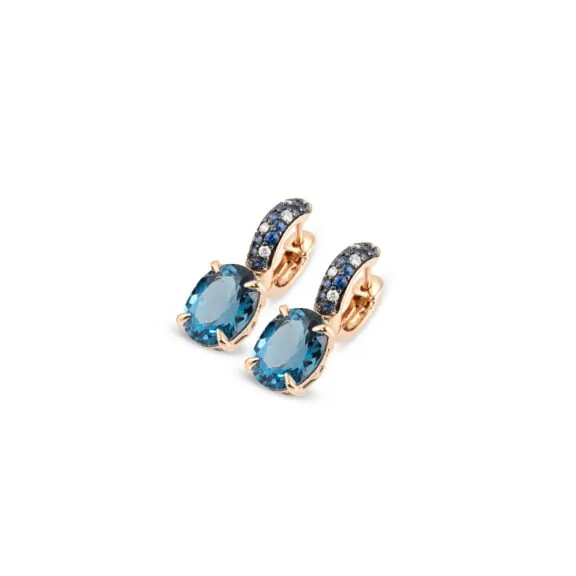 Ponte Vecchio Iris Ohrschmuck aus 18 Karat Roségold mit London Topas, Saphir und Diamanten