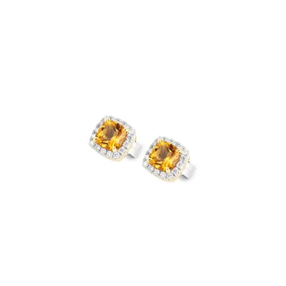 Ponte Vecchio Iris Ohrschmuck aus 18 Karat Gelbgold mit Zitrin und Diamanten